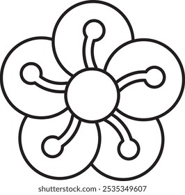 Plum Blossom Icon Representing Resilience, Beauty, and Cultural Significance, Perfect for Highlighting Springtime, Floral Aesthetics, and Symbolism of Renewal with a Delicate and Elegant Design
