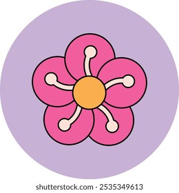 Plum Blossom Icon Representing Resilience, Beauty, and Cultural Significance, Perfect for Highlighting Springtime, Floral Aesthetics, and Symbolism of Renewal with a Delicate and Elegant Design