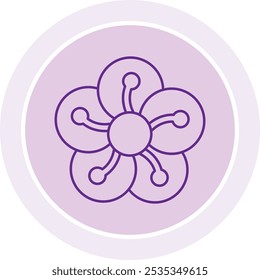 Plum Blossom Icon Representing Resilience, Beauty, and Cultural Significance, Perfect for Highlighting Springtime, Floral Aesthetics, and Symbolism of Renewal with a Delicate and Elegant Design