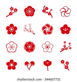 Plum blossom icon set