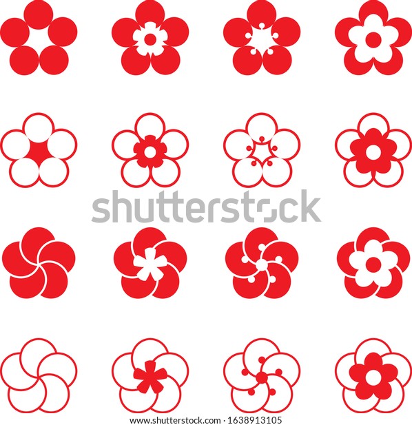 Plum blossom icon set
vector