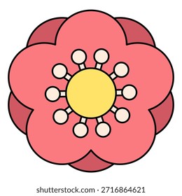 Flor de ciruelo aislada Elementos de ilustración