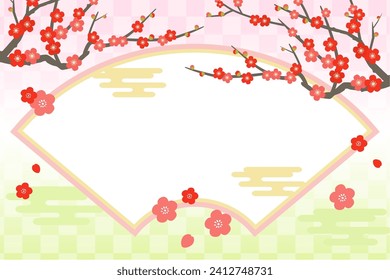 Plum blossom and Japanese pattern background frame