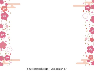 Plum blossom Japanese pattern frame illustration
