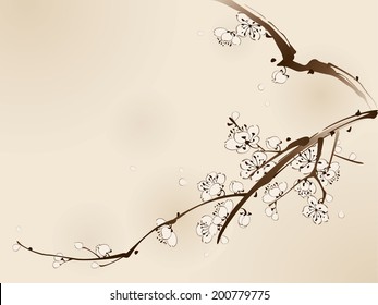 Plum blossom with line design
