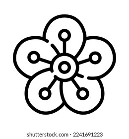 Plum blossom outline icon. Plum blossoming in spring. CNY holiday celebrations. Vector Illustration.