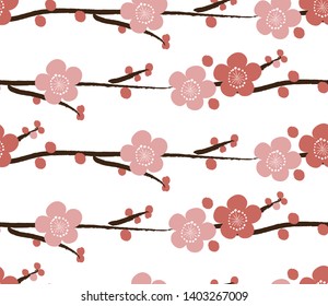 plum blossom seamless pattern stripe textile