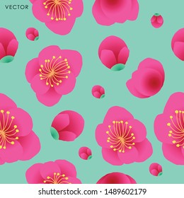Plum blossom seamless pattern, Vector illustration design element
