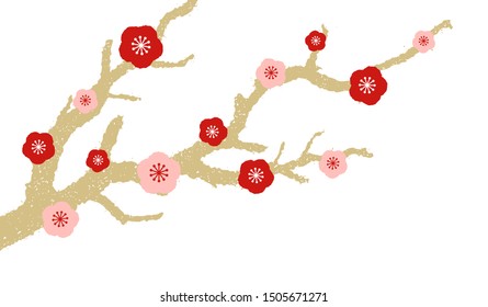 Plum blossom and tree illustration for new year greeting card (2020)