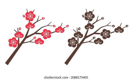 Plum blossom tree simple icons