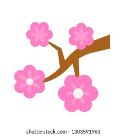 Plum blossom vector, Chinese lunar new year flat style icon