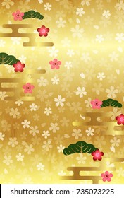 Plum blossoms Cherry blossoms New Year card background