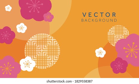 plum blossoms with circles background for banners, presentation slides templates, wallpapers