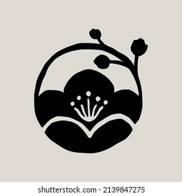 Plum blossoms Japanese family crest style vector symbol design