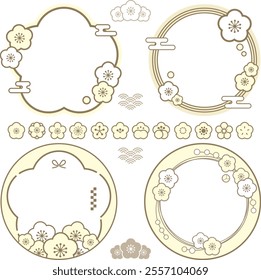 Plum blossoms Simple frame and icon set