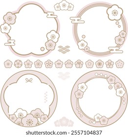 Plum blossoms Simple frame and icon set