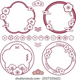 Plum blossoms Simple frame and icon set