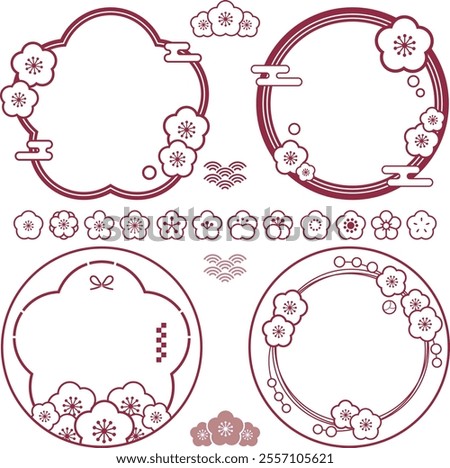 Plum blossoms Simple frame and icon set