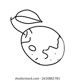 plum blue leaf fruit line icon vector. plum blue leaf fruit sign. isolated contour symbol black illustration