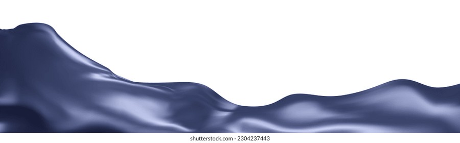 Plum blue silk textile fabric flag background with copy space. Smooth elegant blue Satin for grand opening ceremony. Dark blue curtain. 3d vector illustration.