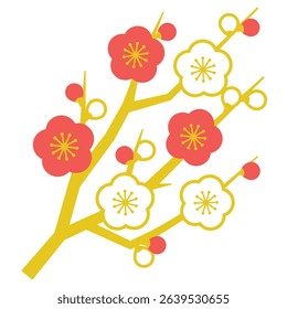 Plum Branch New Year's Decoration Icon Illustration