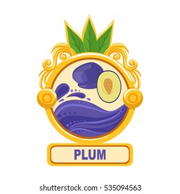 Plum Bright Color Jam Label Sticker Template In Round Frame