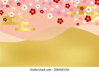 Plum cherry blossom Japanese pattern background 