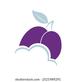 Plum and Cloud Fruit Icon Vector Logo Template