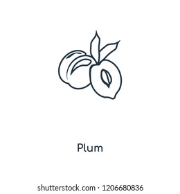 Plum concept line icon. Linear Plum concept outline symbol design. This simple element illustration can be used for web and mobile UI/UX.