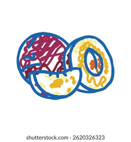 plum cut burgundy slice doodle icon sketch vector. plum cut burgundy slice sign. isolated symbol illustration