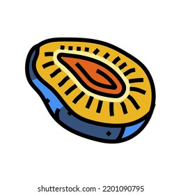 vectores de iconos de color de fruta de la semilla de ciruela. señal de fruta de la semilla de ciruela cortada. ilustración de símbolo aislado