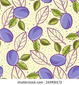 plum in the doodle, sketch style seamless texture