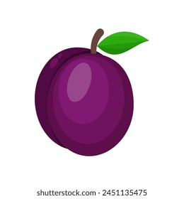 plum flat vector illustration isolated on white background