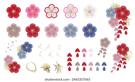 Plum flower knob illustration material set