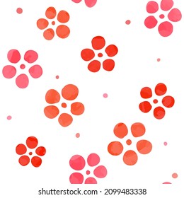 Plum flower seamless pattern illustration in watercolor style (white background, vector)