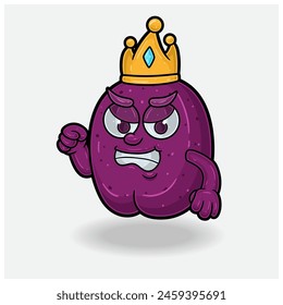 Plum Fruit With Angry expression. Mascot cartoon character for flavor, strain, label and packaging product. Vector Illustration