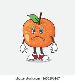 Plum Fruit cartoon mascot character having an afraid face