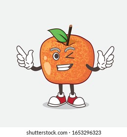 Plum Fruit cartoon mascot character with Winking eye