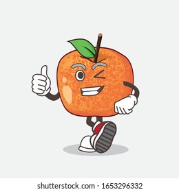 Plum Fruit cartoon mascot character making Thumbs up gesture