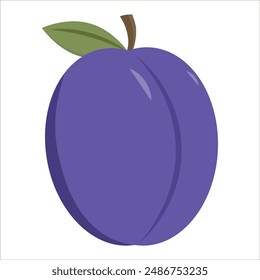 Plum Fruit in Flat Illustration Isolated on White Background