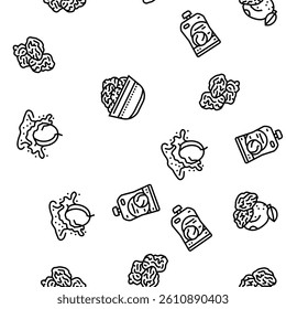 plum fruit green red prune Vector Seamless Pattern Thin Line Illustration