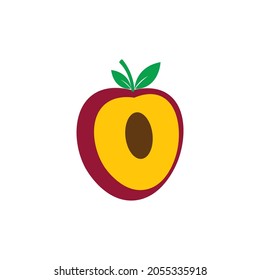 Diseño vectorial del logotipo del icono de la fruta de las ciruelas