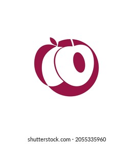 Plum fruit icon logo vector design