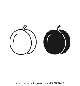 Plum fruit icon set outline and solid style isolated on
