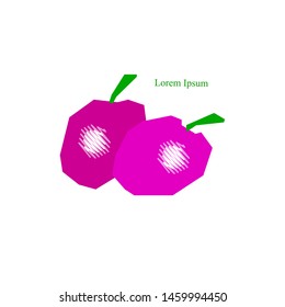 Plum - Fruit Icon Vector Logo Template isolated on white background. Can be used for postcard, 
icon, logo, badge, T-shirt design.