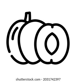 vector de icono de la línea de la fruta de ciruela. signo de fruto de ciruela. símbolo de contorno aislado ilustración negra