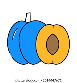 plum fruit line icon vector. plum fruit sign. isolated symbol illustration