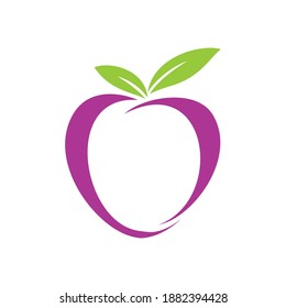 Plum fruit logo design template vector illustration