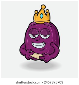 Plum Fruit With Love struck expression. Mascot cartoon character for flavor, strain, label and packaging product. Vector Illustration