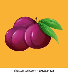 Pflaumenfrucht auf gelbem Hintergrund - Abbildung